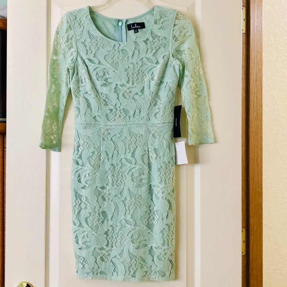 Lulu’s Lined Green Lace Dress Women's XS